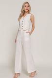 Linen Effect Vest in Ivory