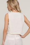 Women's Button Closure Linen Effect Vest