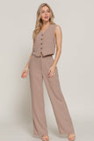 Linen Effect Vest in Tan