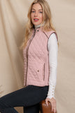 Women's Quilted Padding Vest With Suede Piping Details