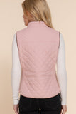 Women's Quilted Padding Vest With Suede Piping Details