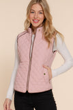 Women's Quilted Padding Vest With Suede Piping Details