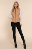 Women's Quilted Padding Vest With Suede Piping Details