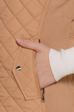 Women's Quilted Padding Vest With Suede Piping Details