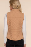 Women's Quilted Padding Vest With Suede Piping Details