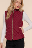 Women's Quilted Padding Vest With Suede Piping Details