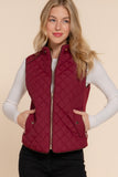 Women's Quilted Padding Vest With Suede Piping Details