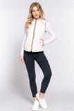 Women's Quilted Padding Vest With Suede Piping Details