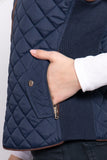 Women's Quilted Padding Vest With Suede Piping Details