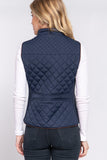 Women's Quilted Padding Vest With Suede Piping Details