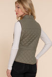 Women's Quilted Padding Vest With Suede Piping Details