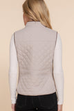 Women's Quilted Padding Vest With Suede Piping Details