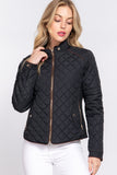 Khanomak Quilted Padding Jacket With Suede Piping Detail