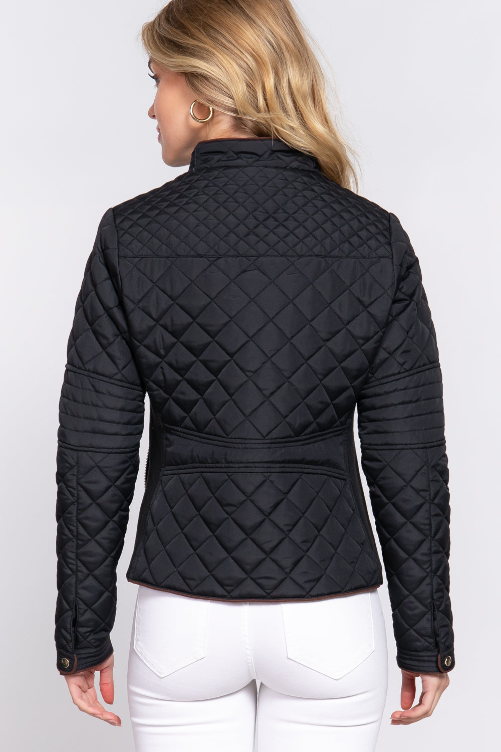 Khanomak Quilted Padding Jacket With Suede Piping Detail