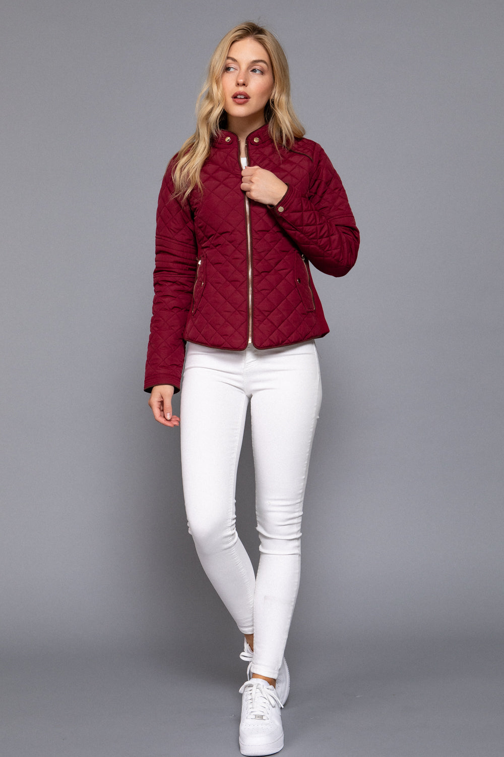Khanomak Quilted Padding Jacket With Suede Piping Detail
