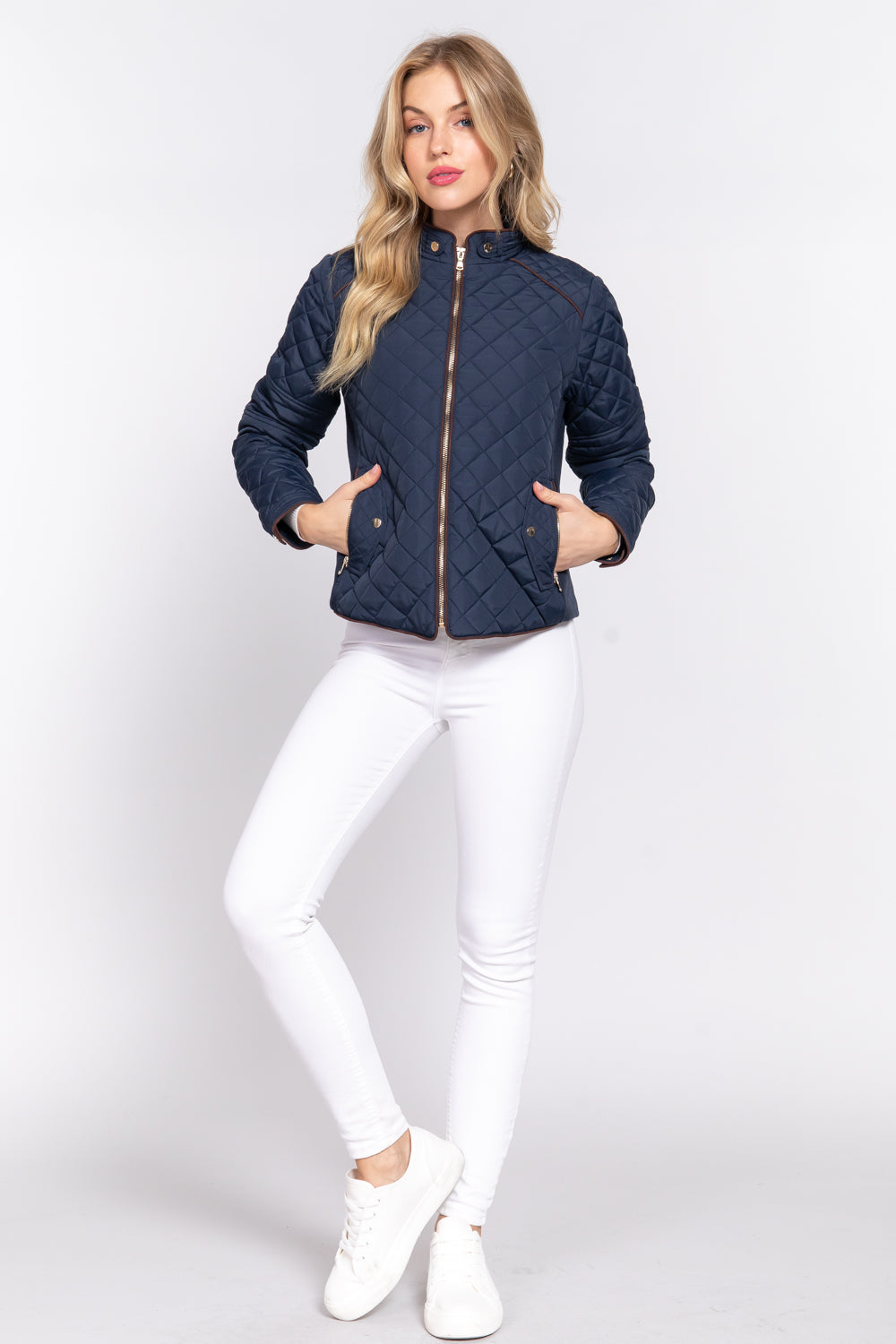 Khanomak Quilted Padding Jacket With Suede Piping Detail