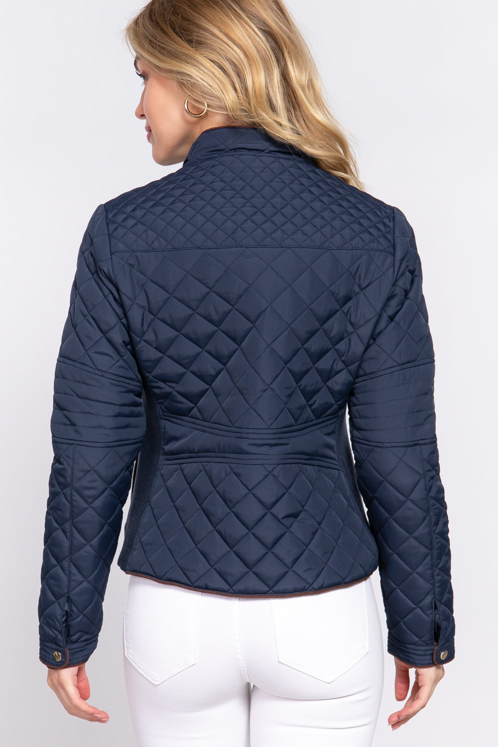 Khanomak Quilted Padding Jacket With Suede Piping Detail
