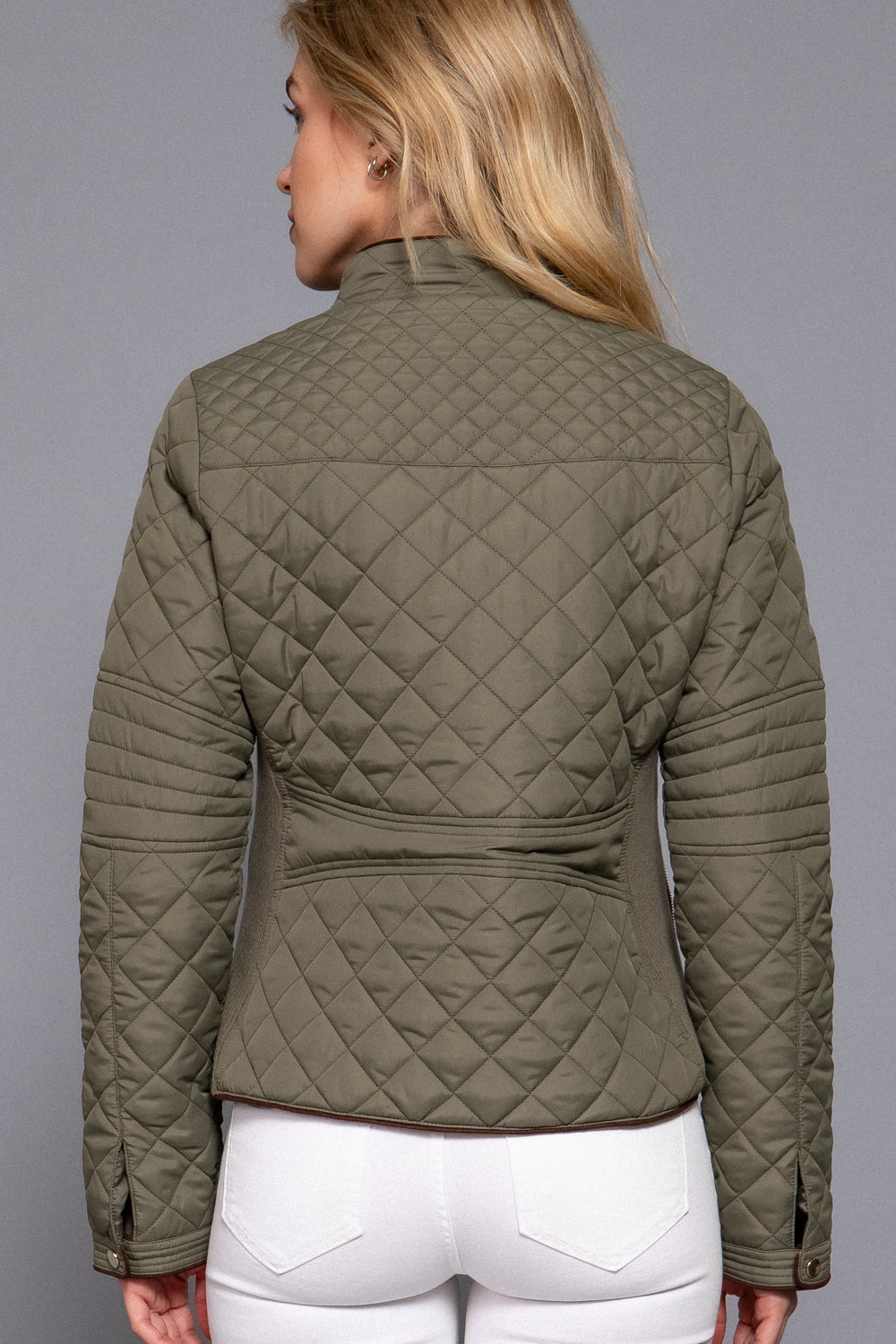Khanomak Quilted Padding Jacket With Suede Piping Detail