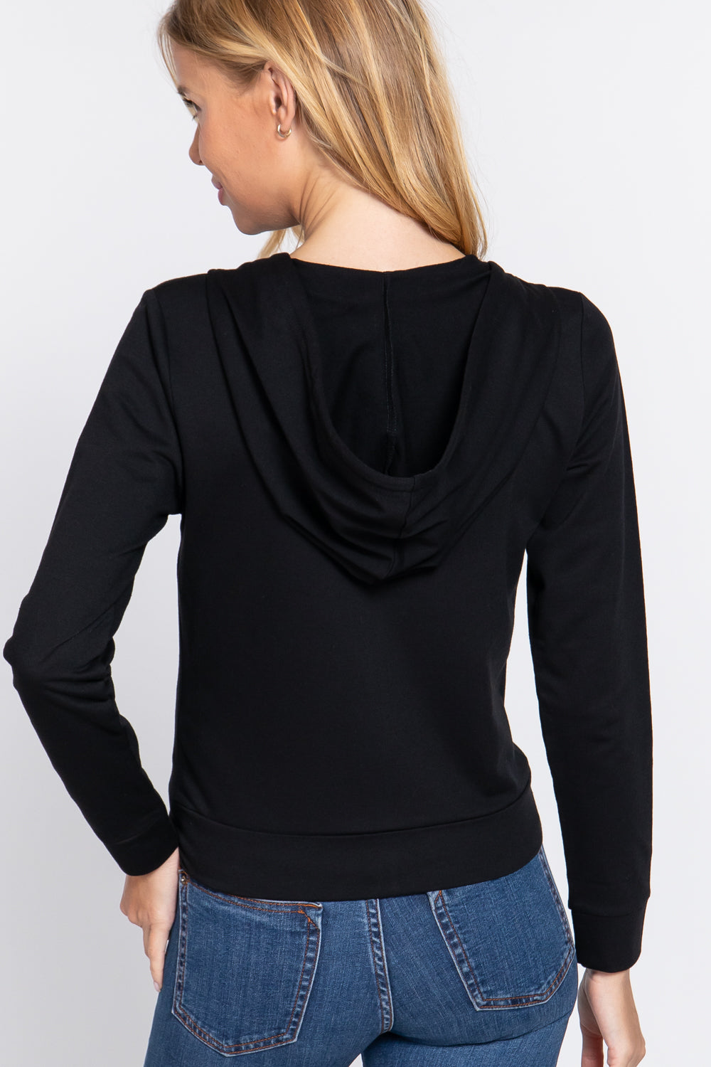 Long Sleeve Zipper French Terry Jacket with Kangroo Pocket