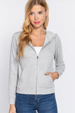 Long Sleeve Zipper French Terry Jacket with Kangroo Pocket