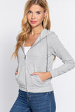 Long Sleeve Zipper French Terry Jacket with Kangroo Pocket