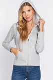 Long Sleeve Zipper French Terry Jacket with Kangroo Pocket