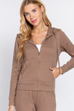 Long Sleeve Zipper French Terry Jacket with Kangroo Pocket