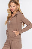 Long Sleeve Zipper French Terry Jacket with Kangroo Pocket