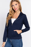 Long Sleeve Zipper French Terry Jacket with Kangroo Pocket