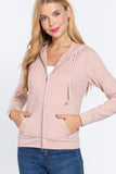 Long Sleeve Zipper French Terry Jacket with Kangroo Pocket