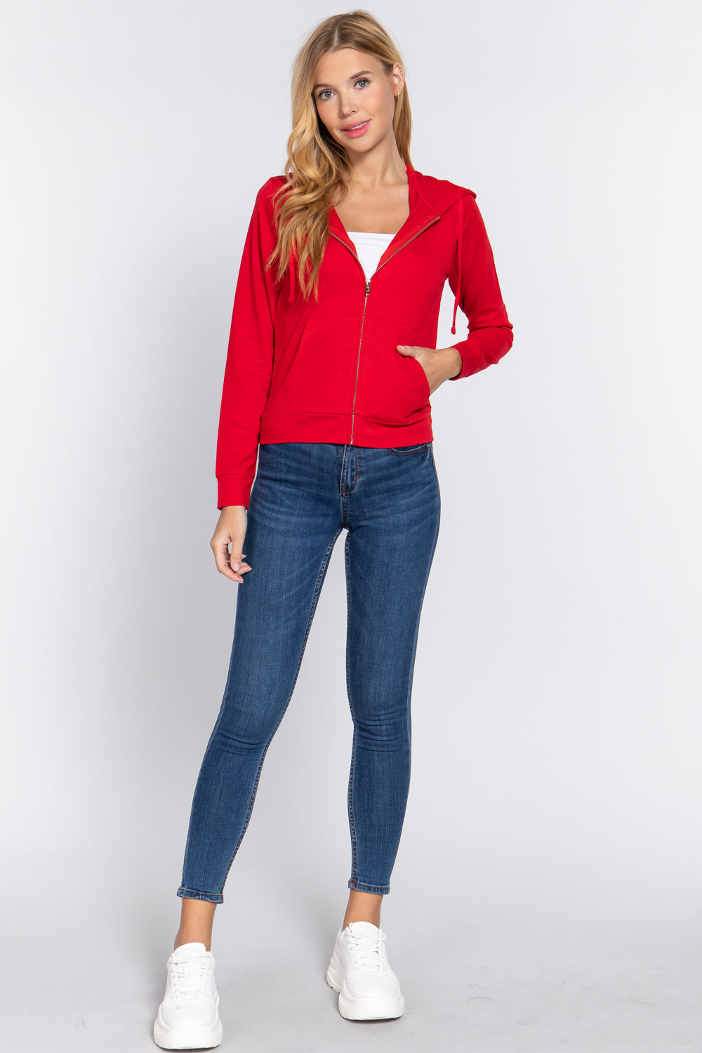 Long Sleeve Zipper French Terry Jacket with Kangroo Pocket