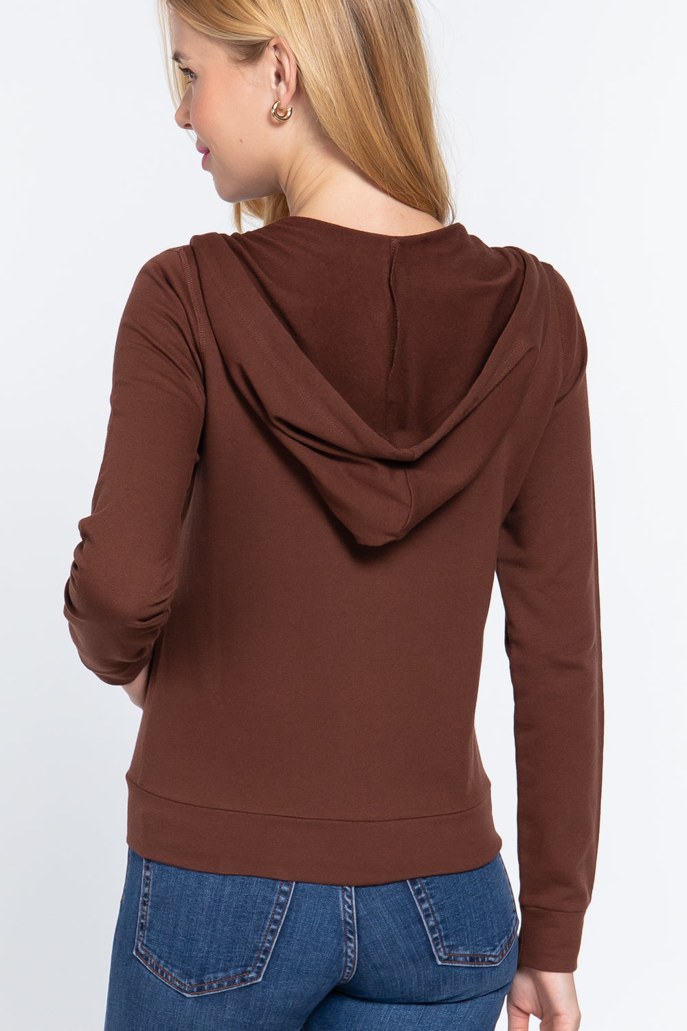 Long Sleeve Zipper French Terry Jacket with Kangroo Pocket