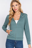 Long Sleeve Zipper French Terry Jacket with Kangroo Pocket