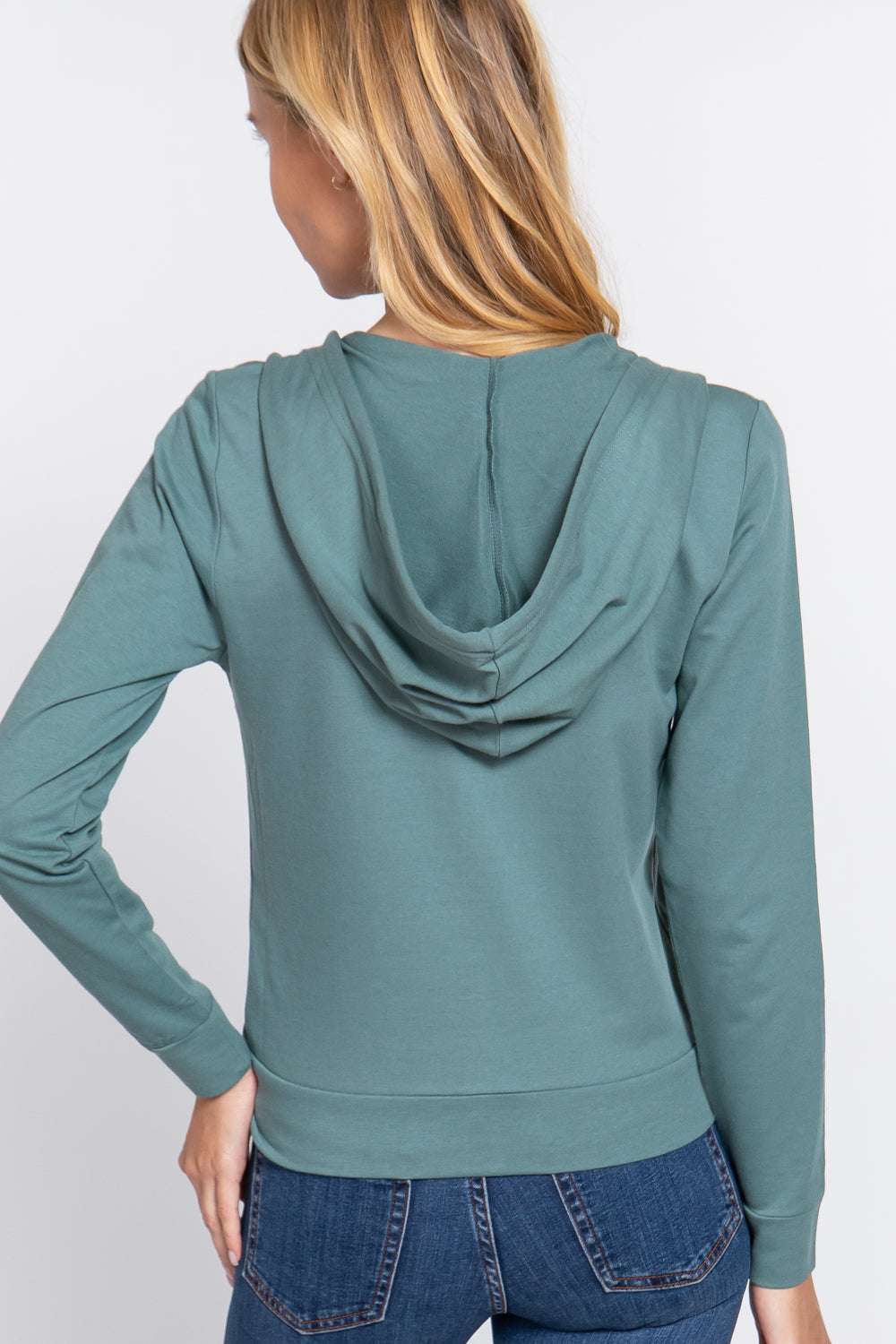 Long Sleeve Zipper French Terry Jacket with Kangroo Pocket