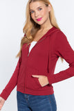 Long Sleeve Zipper French Terry Jacket with Kangroo Pocket