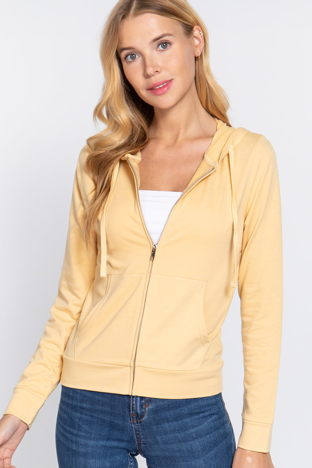 Long Sleeve Zipper French Terry Jacket with Kangroo Pocket