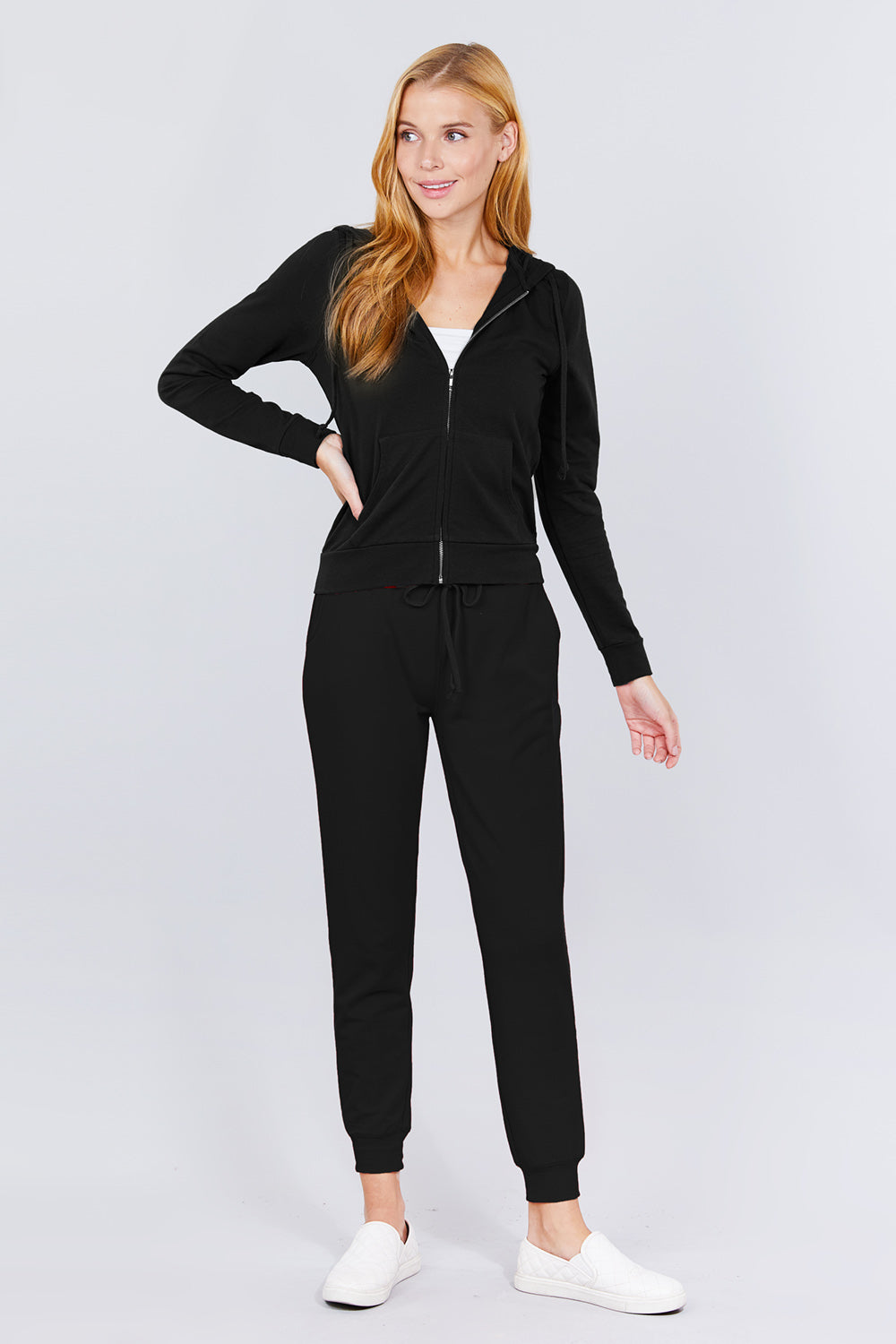 Long Sleeve Zipper French Terry Jacket with Kangroo Pocket