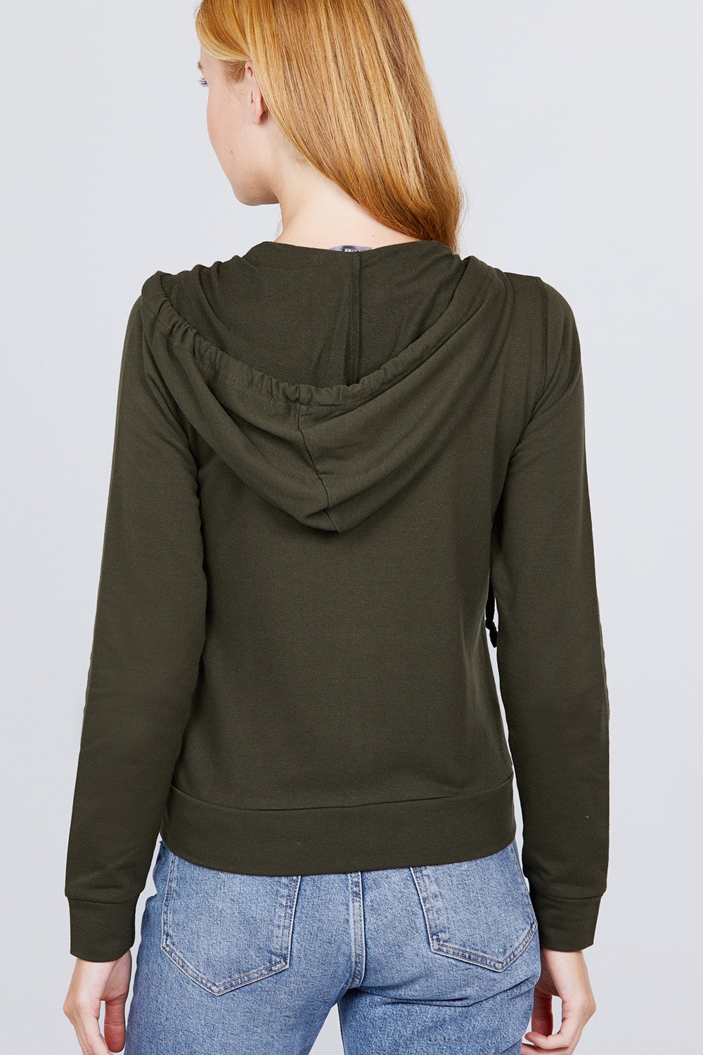 Long Sleeve Zipper French Terry Jacket with Kangroo Pocket