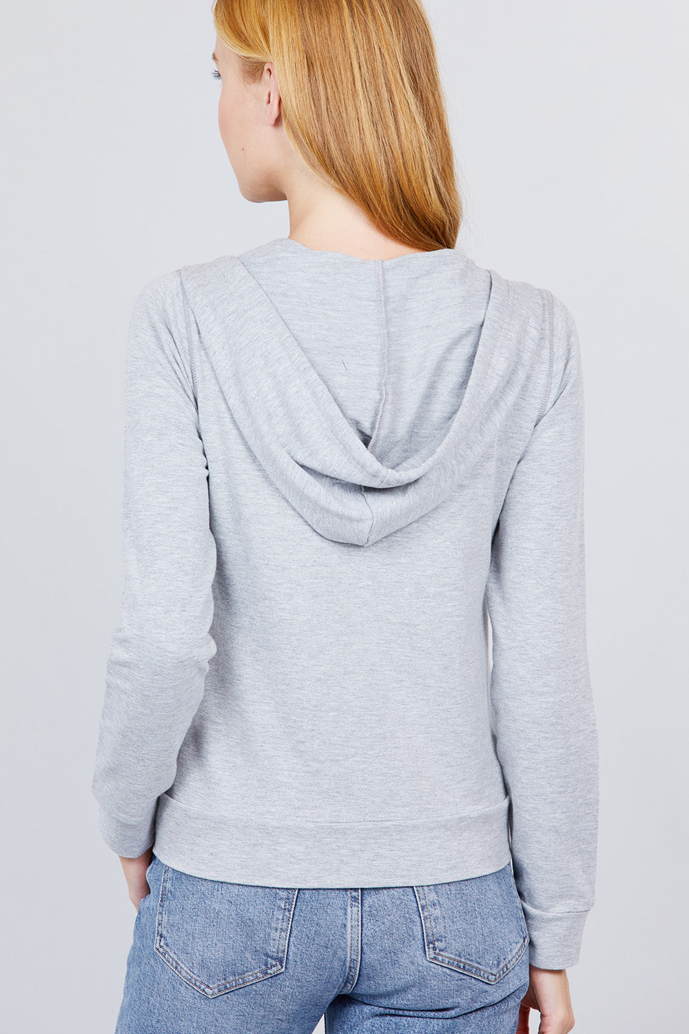 Long Sleeve Zipper French Terry Jacket with Kangroo Pocket