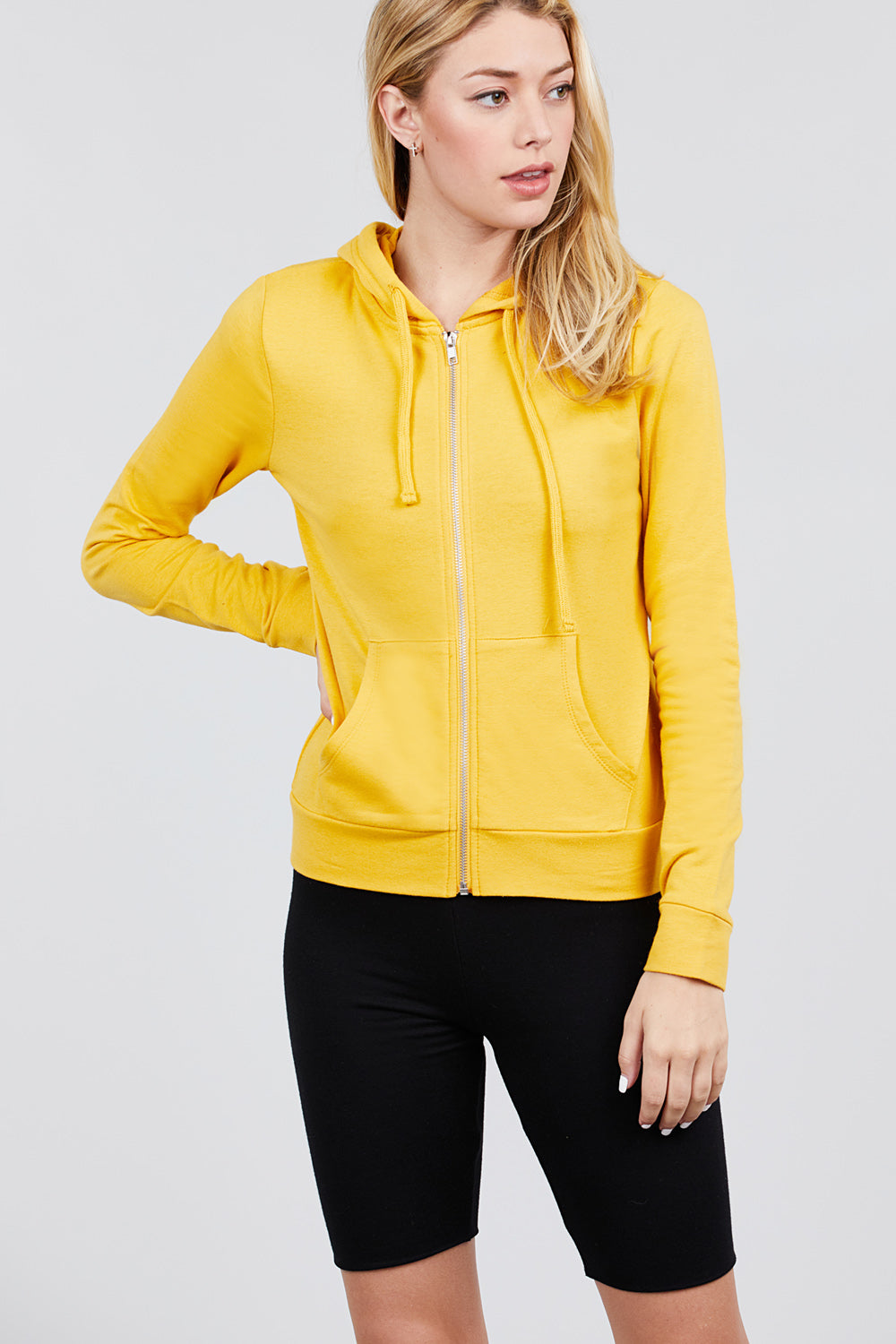 Long Sleeve Zipper French Terry Jacket with Kangroo Pocket