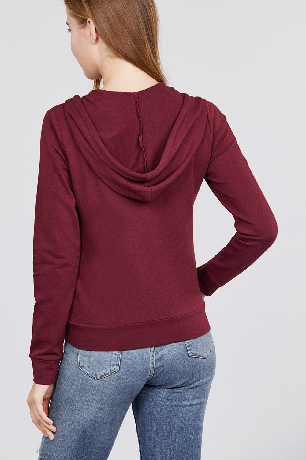 Long Sleeve Zipper French Terry Jacket with Kangroo Pocket