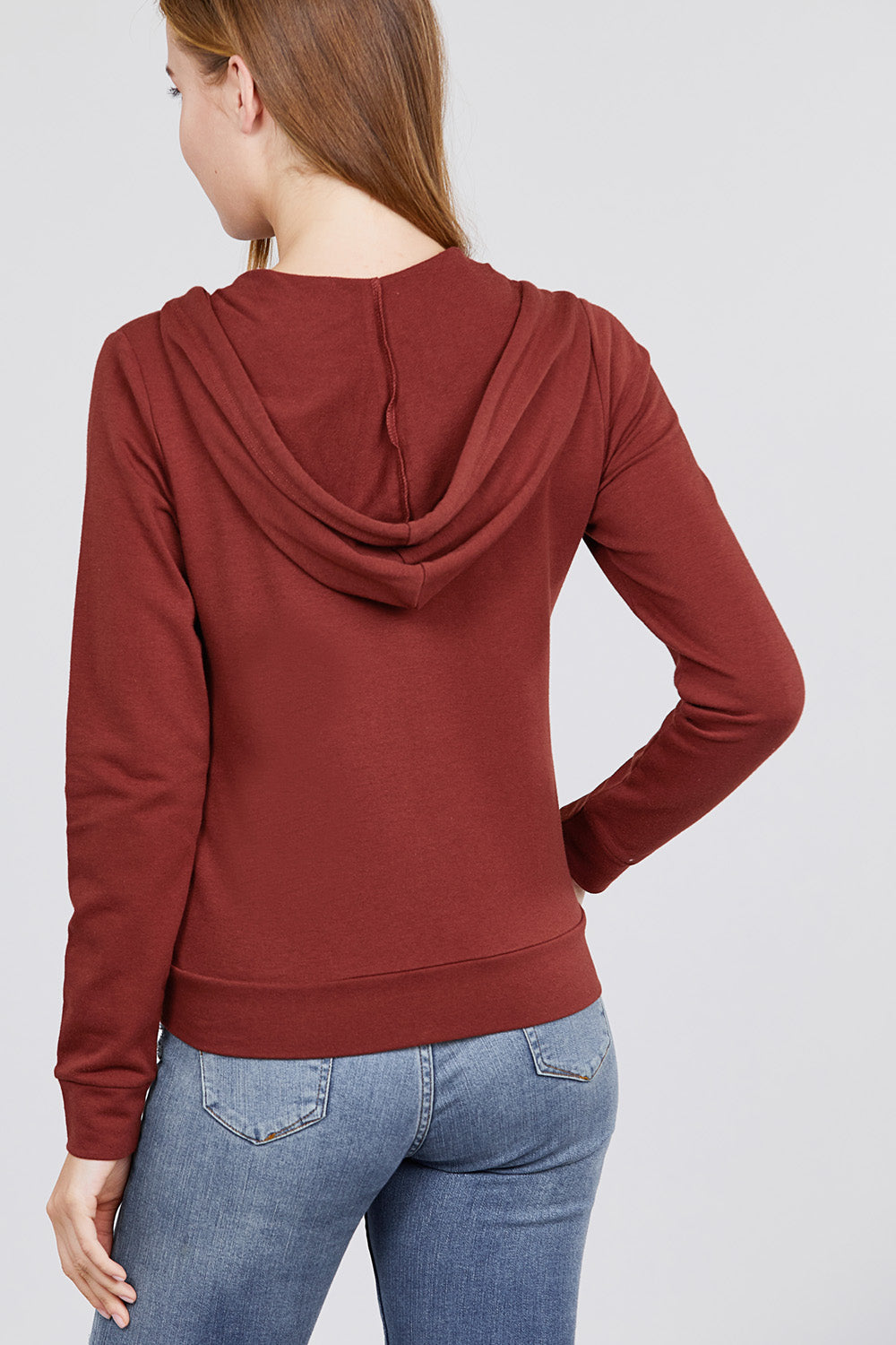 Long Sleeve Zipper French Terry Jacket with Kangroo Pocket