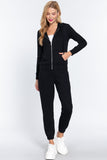 Khanomak Women's Long Sleeve Inner Brushed Zip Up Hoodie Jacket