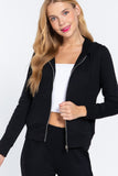 Khanomak Women's Long Sleeve Inner Brushed Zip Up Hoodie Jacket