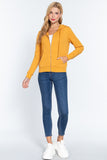 Khanomak Women's Long Sleeve Inner Brushed Zip Up Hoodie Jacket