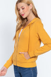 Khanomak Women's Long Sleeve Inner Brushed Zip Up Hoodie Jacket