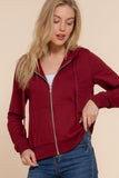 Khanomak Women's Long Sleeve Inner Brushed Zip Up Hoodie Jacket