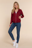 Khanomak Women's Long Sleeve Inner Brushed Zip Up Hoodie Jacket