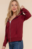 Khanomak Women's Long Sleeve Inner Brushed Zip Up Hoodie Jacket