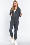 Khanomak Women's Long Sleeve Inner Brushed Zip Up Hoodie Jacket